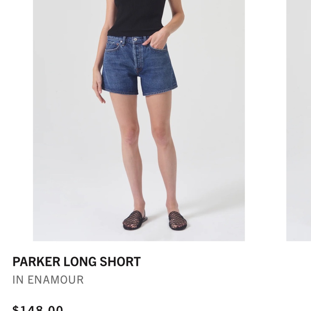 Agolde Parker Long Jean Shorts in Enamour Blue